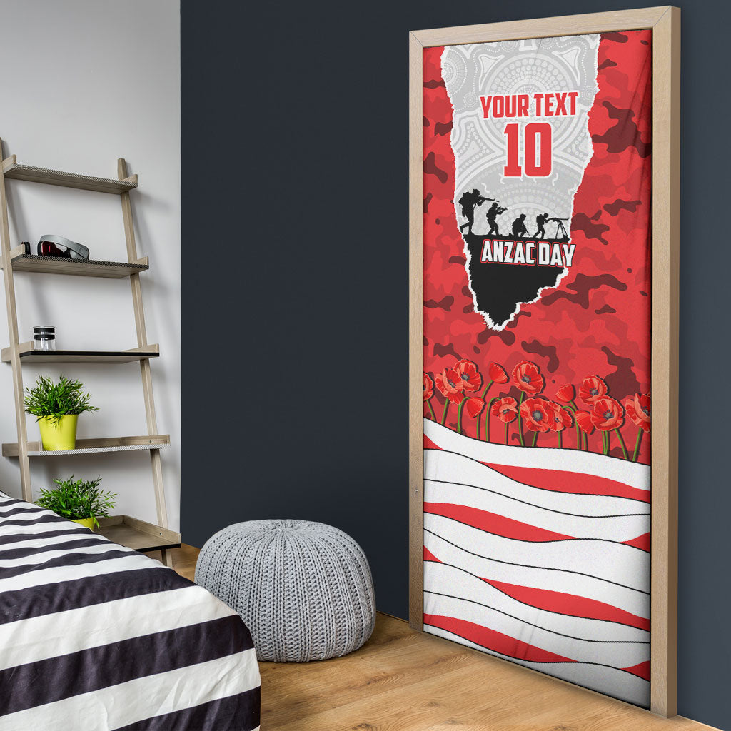 Personalized Dolphins ANZAC Tribute Door Cover Poppy Field Soldier Silhouette Aboriginal Rugby Mascot