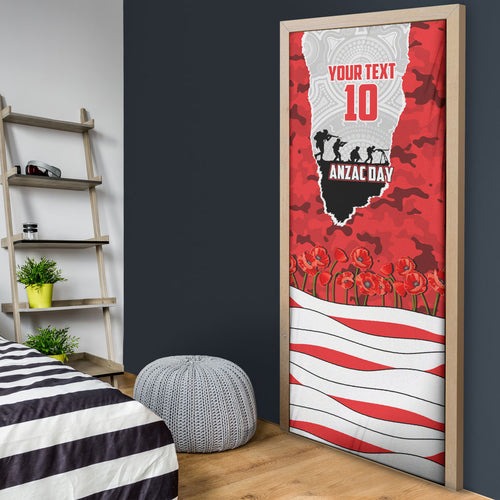 Personalized Dolphins ANZAC Tribute Door Cover Poppy Field Soldier Silhouette Aboriginal Rugby Mascot
