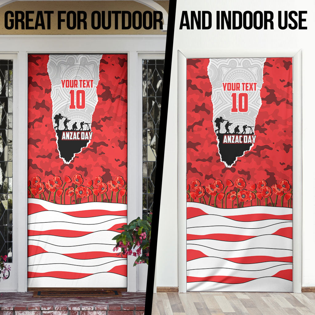 Personalized Dolphins ANZAC Tribute Door Cover Poppy Field Soldier Silhouette Aboriginal Rugby Mascot