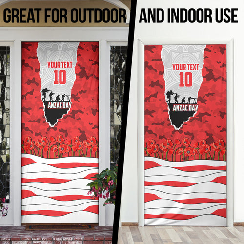 Personalized Dolphins ANZAC Tribute Door Cover Poppy Field Soldier Silhouette Aboriginal Rugby Mascot