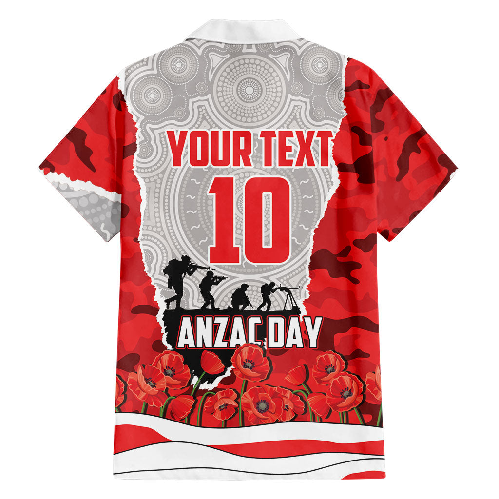 Personalized Dolphins ANZAC Tribute Family Matching Long Sleeve Bodycon Dress and Hawaiian Shirt Poppy Field Soldier Silhouette Aboriginal Rugby Mascot