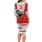 Personalized Dolphins ANZAC Tribute Family Matching Long Sleeve Bodycon Dress and Hawaiian Shirt Poppy Field Soldier Silhouette Aboriginal Rugby Mascot