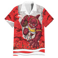 Personalized Dolphins ANZAC Tribute Family Matching Off The Shoulder Long Sleeve Dress and Hawaiian Shirt Poppy Field Soldier Silhouette Aboriginal Rugby Mascot