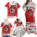 Personalized Dolphins ANZAC Tribute Family Matching Off Shoulder Maxi Dress and Hawaiian Shirt Poppy Field Soldier Silhouette Aboriginal Rugby Mascot