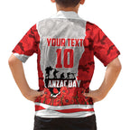 Personalized Dolphins ANZAC Tribute Family Matching Off Shoulder Short Dress and Hawaiian Shirt Poppy Field Soldier Silhouette Aboriginal Rugby Mascot