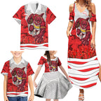 Personalized Dolphins ANZAC Tribute Family Matching Summer Maxi Dress and Hawaiian Shirt Poppy Field Soldier Silhouette Aboriginal Rugby Mascot
