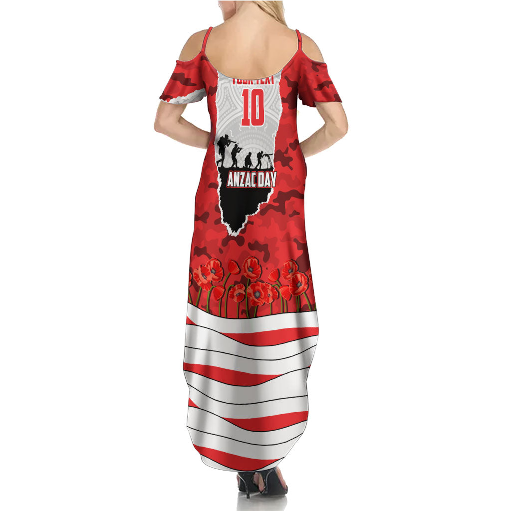 Personalized Dolphins ANZAC Tribute Family Matching Summer Maxi Dress and Hawaiian Shirt Poppy Field Soldier Silhouette Aboriginal Rugby Mascot