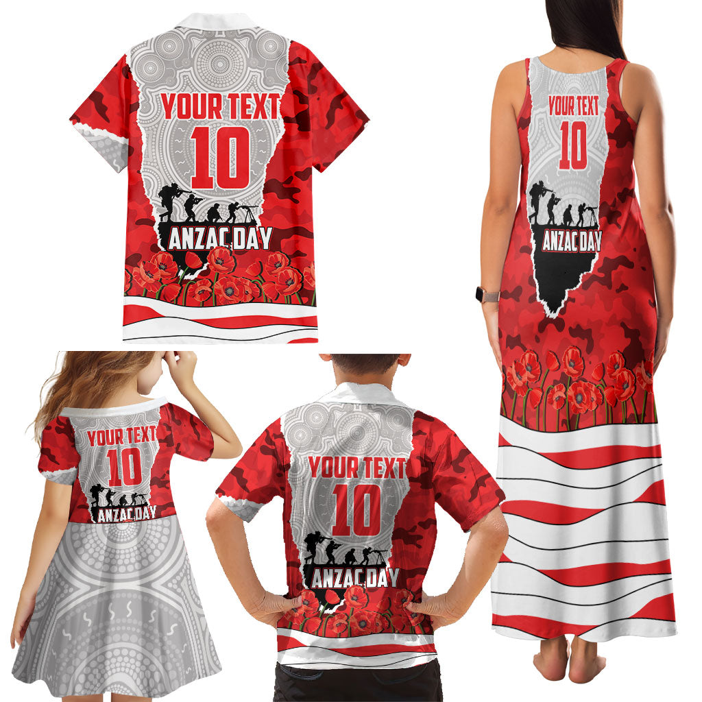 Personalized Dolphins ANZAC Tribute Family Matching Tank Maxi Dress and Hawaiian Shirt Poppy Field Soldier Silhouette Aboriginal Rugby Mascot