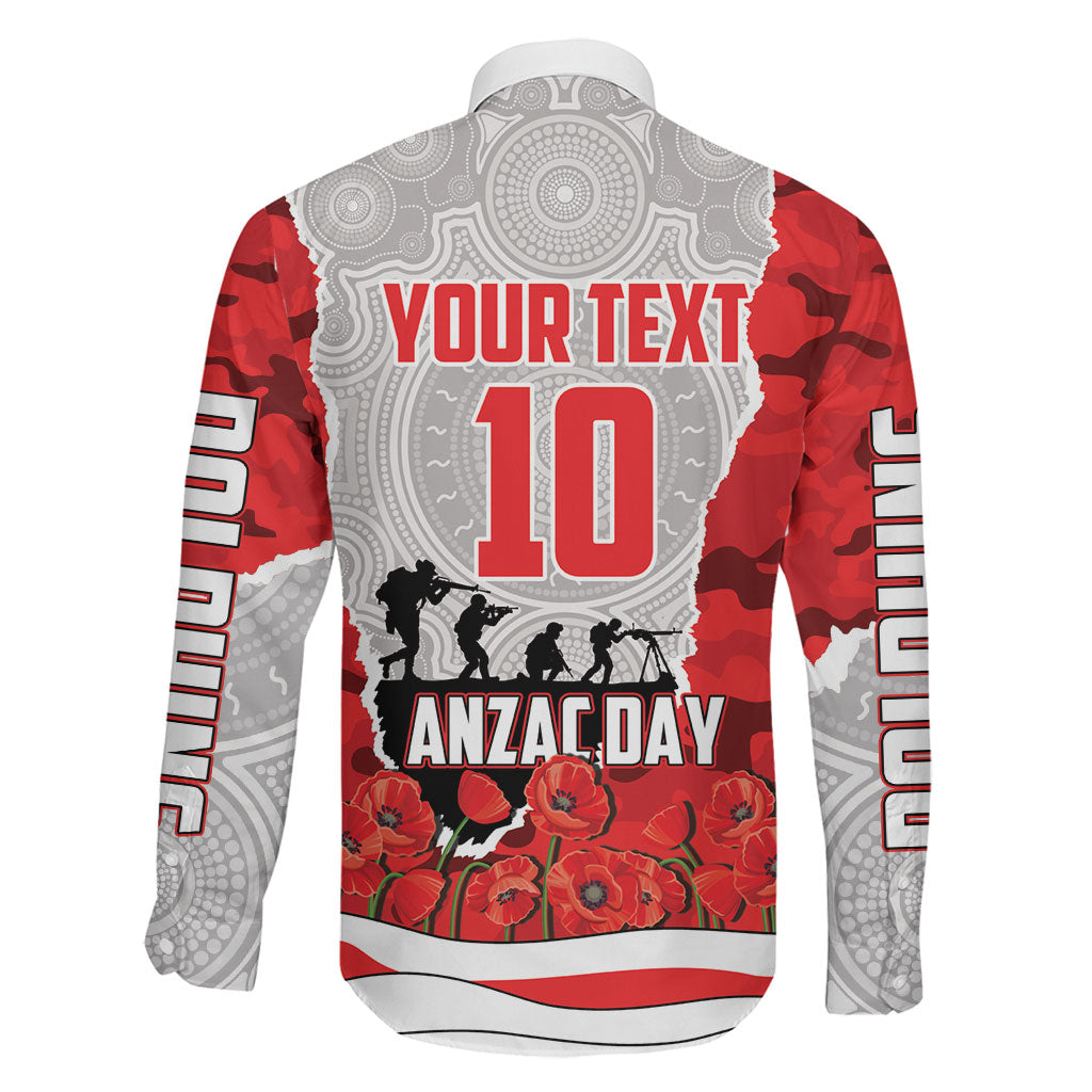Personalized Dolphins ANZAC Tribute Family Matching Tank Maxi Dress and Hawaiian Shirt Poppy Field Soldier Silhouette Aboriginal Rugby Mascot