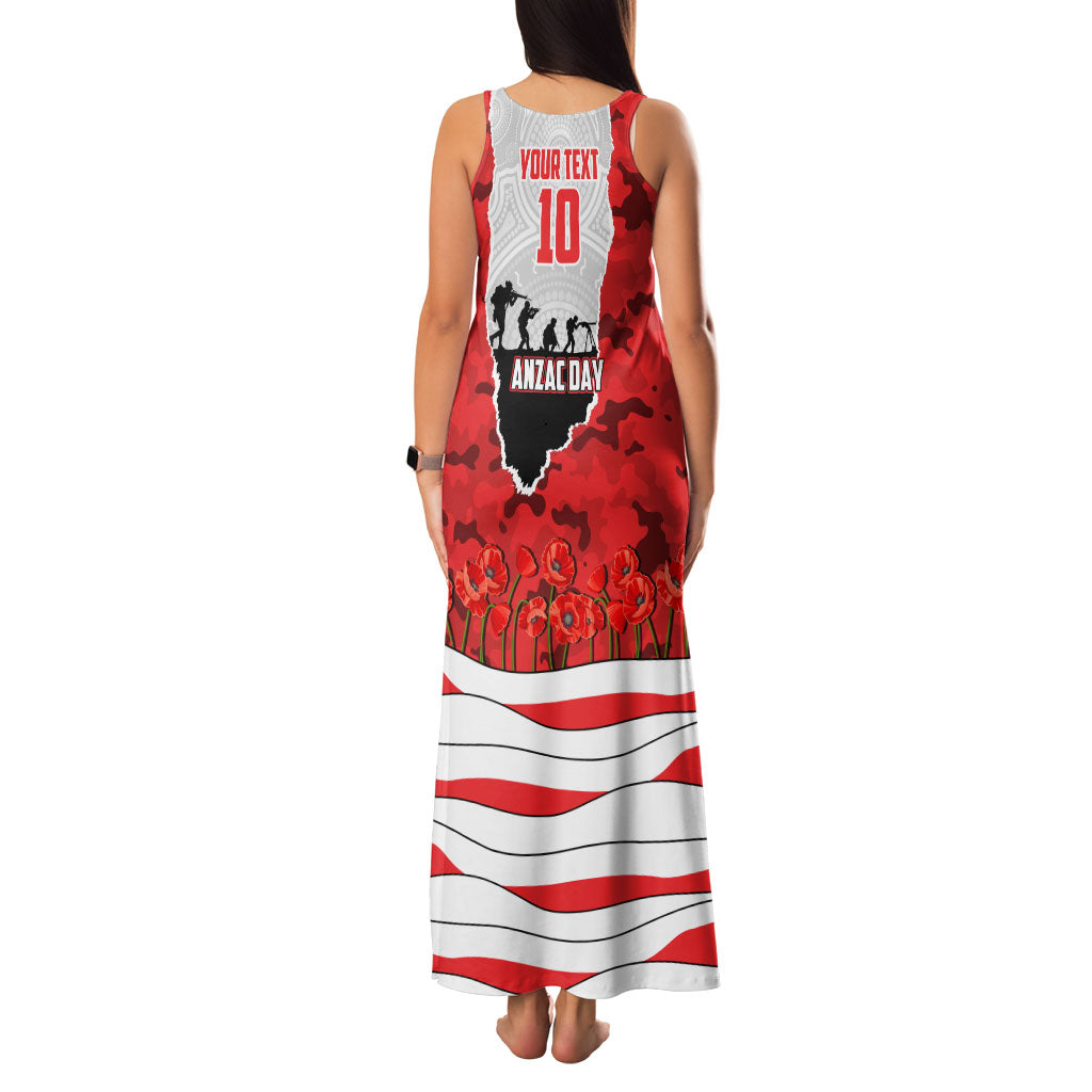Personalized Dolphins ANZAC Tribute Family Matching Tank Maxi Dress and Hawaiian Shirt Poppy Field Soldier Silhouette Aboriginal Rugby Mascot