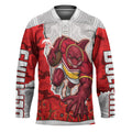 Personalized Dolphins ANZAC Tribute Hockey Jersey Poppy Field Soldier Silhouette Aboriginal Rugby Mascot