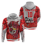 Personalized Dolphins ANZAC Tribute Hoodie Poppy Field Soldier Silhouette Aboriginal Rugby Mascot
