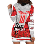 Personalized Dolphins ANZAC Tribute Hoodie Dress Poppy Field Soldier Silhouette Aboriginal Rugby Mascot