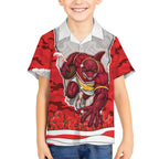 Personalized Dolphins ANZAC Tribute Kid Hawaiian Shirt Poppy Field Soldier Silhouette Aboriginal Rugby Mascot