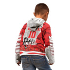 Personalized Dolphins ANZAC Tribute Kid Hoodie Poppy Field Soldier Silhouette Aboriginal Rugby Mascot