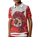 Personalized Dolphins ANZAC Tribute Kid Polo Shirt Poppy Field Soldier Silhouette Aboriginal Rugby Mascot