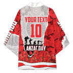 Personalized Dolphins ANZAC Tribute Kimono Poppy Field Soldier Silhouette Aboriginal Rugby Mascot