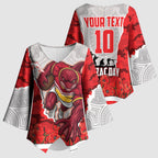 Personalized Dolphins ANZAC Tribute Kimono Sleeve Blouse Poppy Field Soldier Silhouette Aboriginal Rugby Mascot