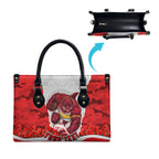 Personalized Dolphins ANZAC Tribute Leather Bag Poppy Field Soldier Silhouette Aboriginal Rugby Mascot