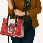 Personalized Dolphins ANZAC Tribute Leather Bag Poppy Field Soldier Silhouette Aboriginal Rugby Mascot