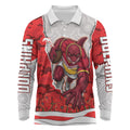Personalized Dolphins ANZAC Tribute Long Sleeve Polo Shirt Poppy Field Soldier Silhouette Aboriginal Rugby Mascot