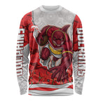 Personalized Dolphins ANZAC Tribute Long Sleeve Shirt Poppy Field Soldier Silhouette Aboriginal Rugby Mascot