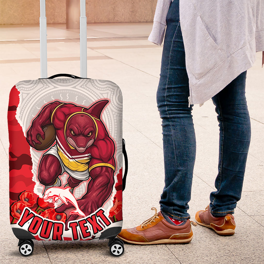 Personalized Dolphins ANZAC Tribute Luggage Cover Poppy Field Soldier Silhouette Aboriginal Rugby Mascot