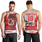 Personalized Dolphins ANZAC Tribute Men Tank Top Poppy Field Soldier Silhouette Aboriginal Rugby Mascot