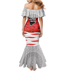 Personalized Dolphins ANZAC Tribute Mermaid Dress Poppy Field Soldier Silhouette Aboriginal Rugby Mascot