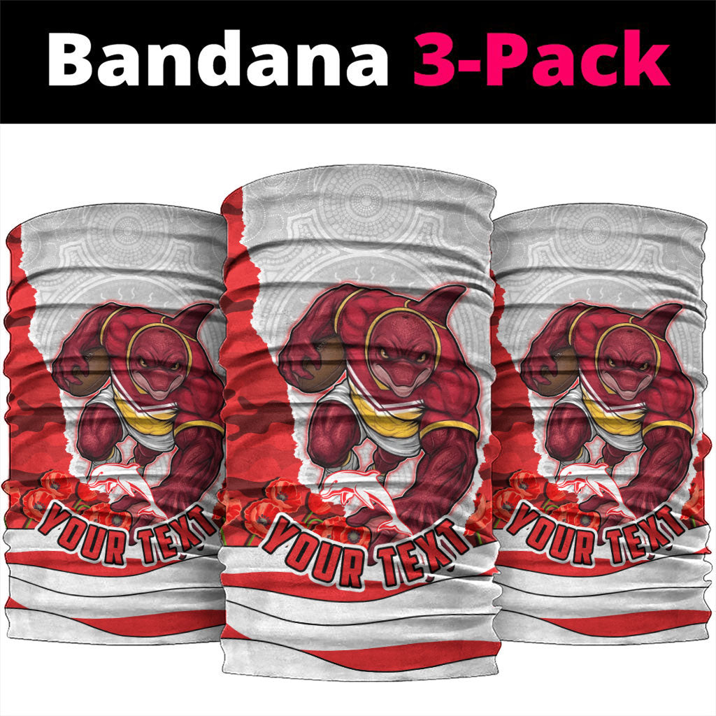 Personalized Dolphins ANZAC Tribute Neck Gaiter Poppy Field Soldier Silhouette Aboriginal Rugby Mascot