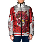 Personalized Dolphins ANZAC Tribute Padded Jacket Poppy Field Soldier Silhouette Aboriginal Rugby Mascot