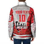 Personalized Dolphins ANZAC Tribute Padded Jacket Poppy Field Soldier Silhouette Aboriginal Rugby Mascot