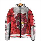 Personalized Dolphins ANZAC Tribute Padded Jacket Poppy Field Soldier Silhouette Aboriginal Rugby Mascot