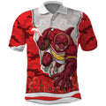 Personalized Dolphins ANZAC Tribute Polo Shirt Poppy Field Soldier Silhouette Aboriginal Rugby Mascot