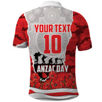 Personalized Dolphins ANZAC Tribute Polo Shirt Poppy Field Soldier Silhouette Aboriginal Rugby Mascot