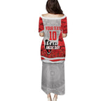 Personalized Dolphins ANZAC Tribute Puletasi Poppy Field Soldier Silhouette Aboriginal Rugby Mascot