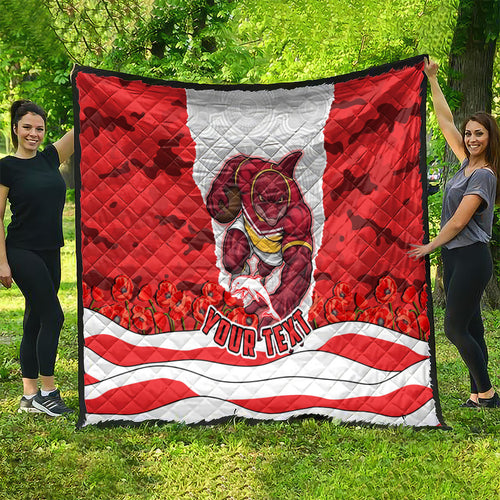 Personalized Dolphins ANZAC Tribute Quilt Poppy Field Soldier Silhouette Aboriginal Rugby Mascot