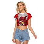 Personalized Dolphins ANZAC Tribute Raglan Cropped T Shirt Poppy Field Soldier Silhouette Aboriginal Rugby Mascot