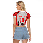 Personalized Dolphins ANZAC Tribute Raglan Cropped T Shirt Poppy Field Soldier Silhouette Aboriginal Rugby Mascot