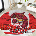 Personalized Dolphins ANZAC Tribute Round Carpet Poppy Field Soldier Silhouette Aboriginal Rugby Mascot