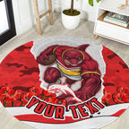 Personalized Dolphins ANZAC Tribute Round Carpet Poppy Field Soldier Silhouette Aboriginal Rugby Mascot