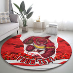 Personalized Dolphins ANZAC Tribute Round Carpet Poppy Field Soldier Silhouette Aboriginal Rugby Mascot