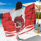 Personalized Dolphins ANZAC Tribute Sarong Poppy Field Soldier Silhouette Aboriginal Rugby Mascot