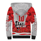 Personalized Dolphins ANZAC Tribute Sherpa Hoodie Poppy Field Soldier Silhouette Aboriginal Rugby Mascot