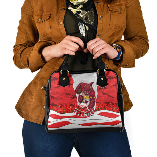 Personalized Dolphins ANZAC Tribute Shoulder Handbag Poppy Field Soldier Silhouette Aboriginal Rugby Mascot