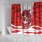 Personalized Dolphins ANZAC Tribute Shower Curtain Poppy Field Soldier Silhouette Aboriginal Rugby Mascot