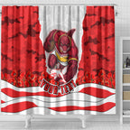 Personalized Dolphins ANZAC Tribute Shower Curtain Poppy Field Soldier Silhouette Aboriginal Rugby Mascot