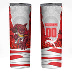 Personalized Dolphins ANZAC Tribute Skinny Tumbler Poppy Field Soldier Silhouette Aboriginal Rugby Mascot