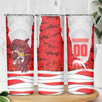 Personalized Dolphins ANZAC Tribute Skinny Tumbler Poppy Field Soldier Silhouette Aboriginal Rugby Mascot