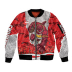 Personalized Dolphins ANZAC Tribute Sleeve Zip Bomber Jacket Poppy Field Soldier Silhouette Aboriginal Rugby Mascot